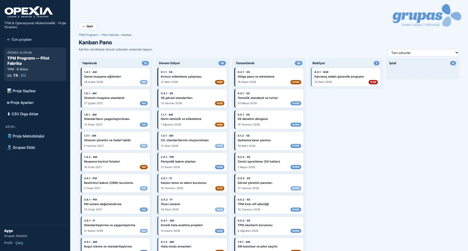 TRACK — Görevleri Kanban'da taşıyın