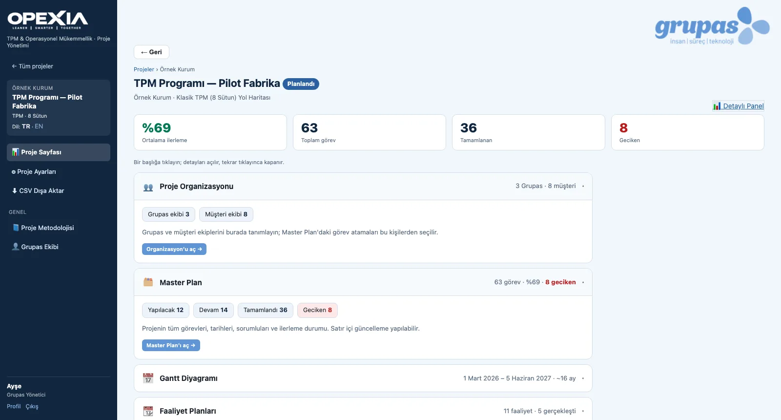TRACK — Proje sayfasını açın